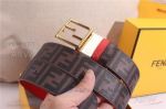 AAA Replica Fendi FF Logo Reversible Leather Belt For Men - Yellow Gold Buckle